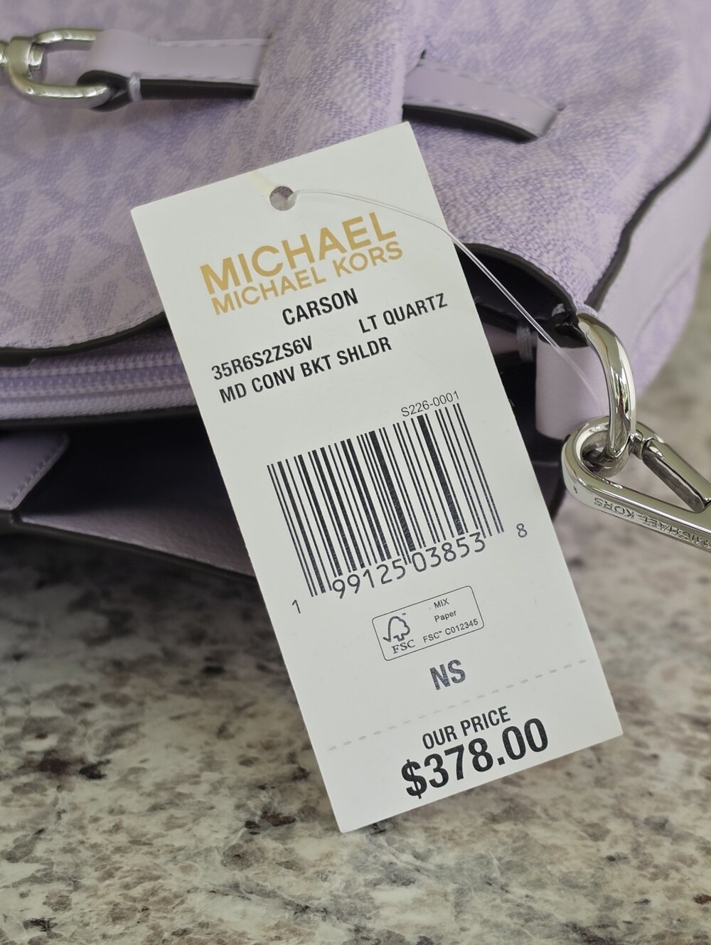 Michael Kors Carson Logo Medium Purple Bucket Shoulder Bag - Picture 6 of 9